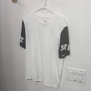 Nike Men's White Tee with Black Sleeves